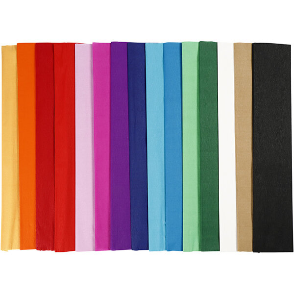 Creativ Company Crepepapier, L: 2,5 M, B: 50 cm, 22 gr, diverse kleuren, 60 vouw/ 1 doos