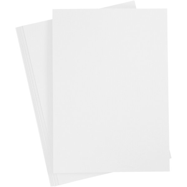 Creativ Company Gekleurd Karton, A4, vel 210x297 mm, 210-220 gr, wit, 10 vel/ 1 doos