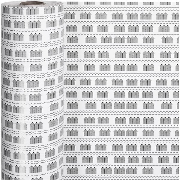 Inpakpapier, badhuis, B: 57 cm, 80 gr, zwart, wit, 150 m/ 1 rol