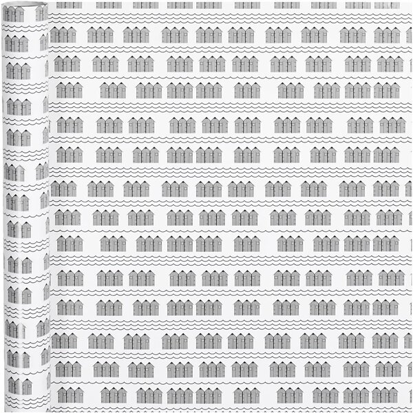 Creativ Company Inpakpapier, badhuis, B: 70 cm, 80 gr, zwart, wit, 4 m/ 1 rol