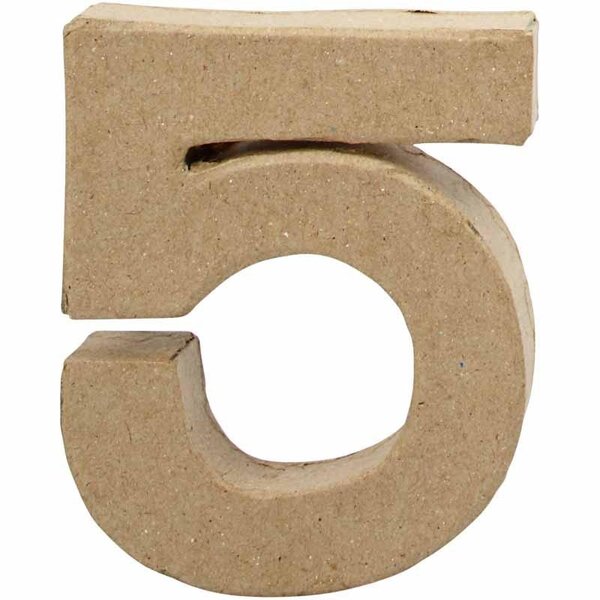 Creativ Company Cijfer, 5, H: 10 cm, B: 8,5 cm, dikte 1,7 cm, 1 stuk