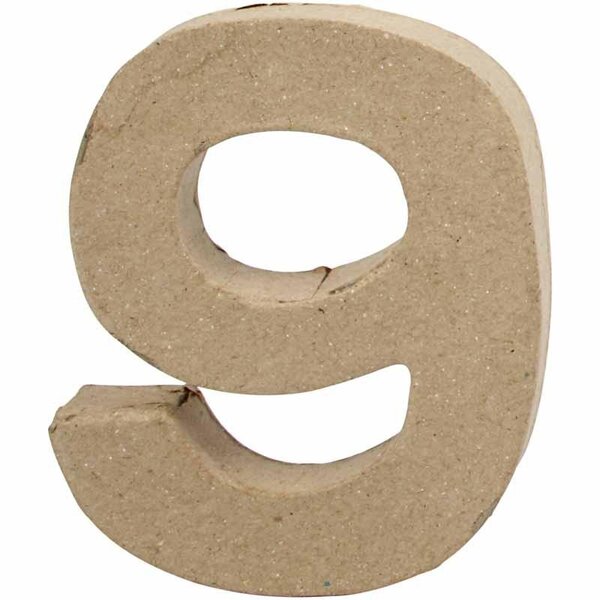 Creativ Company Cijfer, 9, H: 10 cm, B: 8,5 cm, dikte 1,7 cm, 1 stuk