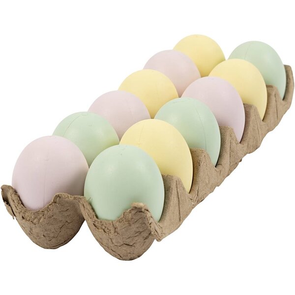Creativ Company Eieren, H: 6 cm, pastelkleuren, 12 stuk/ 1 doos