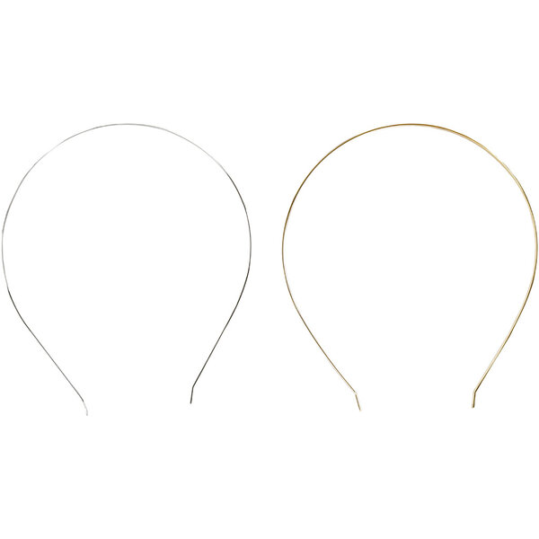 Creativ Company Haarband, L: 14 cm, B: 5 mm, verguld, verzilverd, 2 stuk/ 1 doos