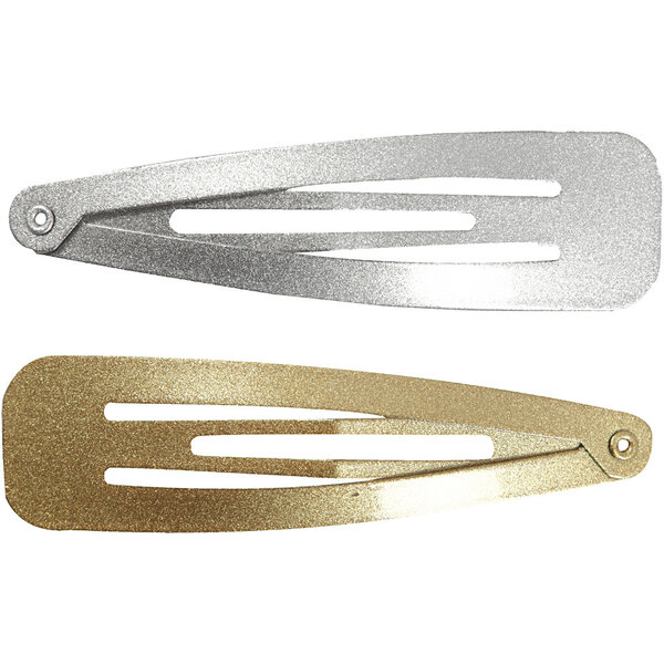 Creativ Company Haarspeld, L: 66 mm, B: 17 mm, goud, zilver, 4 stuk/ 1 doos