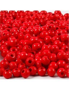 Creativ Company Houten Kralen, d 5 mm, gatgrootte 1,5 mm, rood, 6 gr/ 1 doos