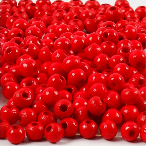 Creativ Company Houten Kralen, d 5 mm, gatgrootte 1,5 mm, rood, 6 gr/ 1 doos