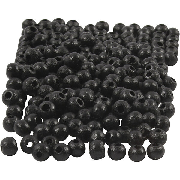 Creativ Company Houten Kralen, d 5 mm, gatgrootte 1,5 mm, zwart, 6 gr/ 1 doos