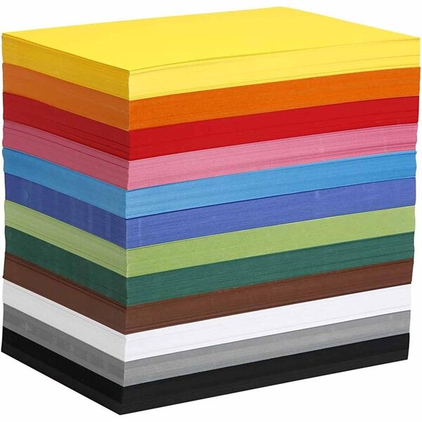 Colortime Gekleurd karton, A4, vel 210x297 mm, 180 gr, diverse kleuren, 1200 div vellen/ 1 doos