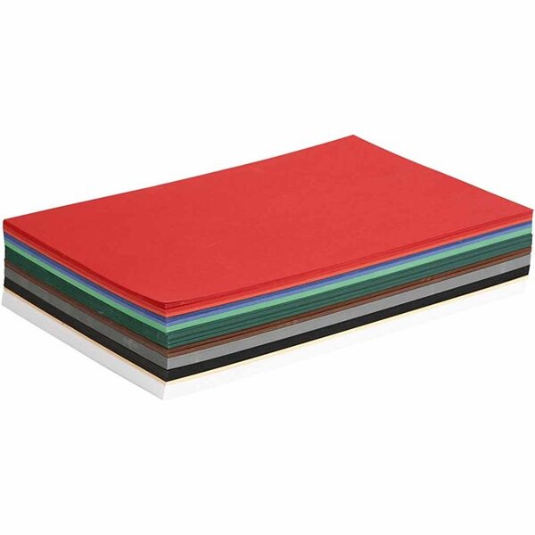 Colortime Kerst Karton, A4, vel 210x297 mm, 180 gr, diverse kleuren, 300 div vellen/ 1 doos