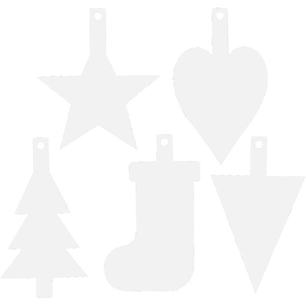 Creativ Company Kerst ornamenten, H: 23,5-26,5 cm, B: 15,5-20,5 cm, wit, 100 stuk/ 1 doos