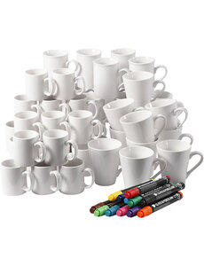 EasyKit Groepsset Mokken beschilderen, H: 7-10 cm, wit, 1 set