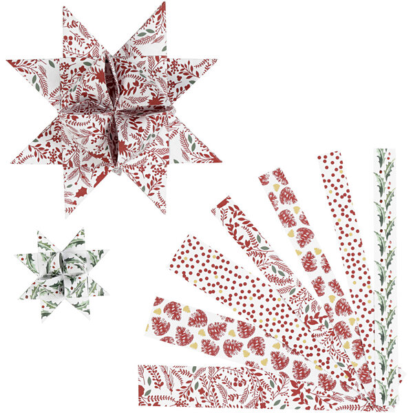 Vivi Gade Papieren vlechtstroken, L: 44+78 cm, B: 15+25 mm, d 6,5+11,5 cm, rood, wit, 48 stroken/ 1 doos