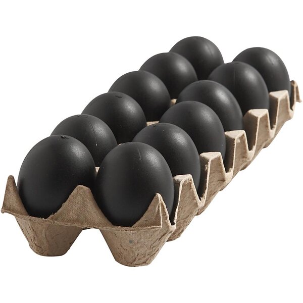 Creativ Company Eieren, H: 6 cm, zwart, 12 stuk/ 1 doos