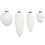 Creativ Company Hangende ornamenten, H: 3,5+5+6,6+8,5 cm, d 2,5+3+4,5 cm, wit, 4 stuk/ 1 doos