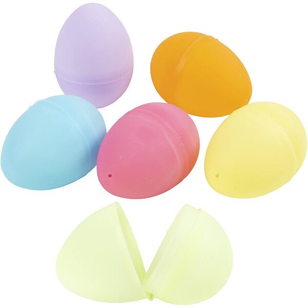 Creativ Company Eieren, H: 6 cm, d 4 cm, pastelkleuren, 12 stuk/ 1 doos