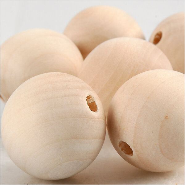Creativ Company Houten kraal, d 25 mm, gatgrootte 4,5 mm, 8 stuk/ 1 doos