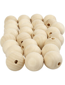 Creativ Company Houten kraal, d 25 mm, gatgrootte 4,5 mm, 100 stuk/ 1 doos
