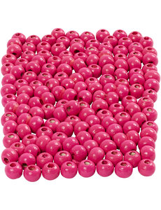 Creativ Company Houten Kralen, d 5 mm, gatgrootte 1,5 mm, roze, 150 stuk, 6 gr/ 1 doos
