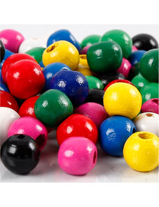 Creativ Company Houten kralen, d 12 mm, gatgrootte 3 mm, diverse kleuren, 22 gr/ 1 doos