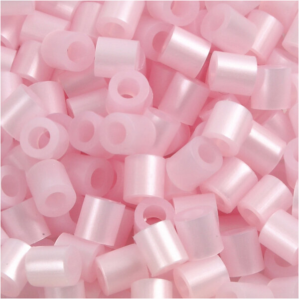 Strijkkralen, afm 5x5 mm, gatgrootte 2,5 mm, medium, roze parelmoer (32259), 1100 stuk/ 1 doos