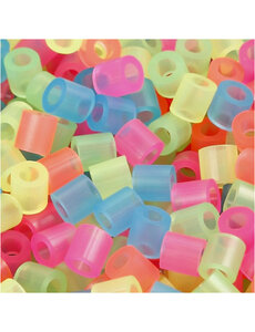 NABBI Strijkkralen, afm 5x5 mm, gatgrootte 2,5 mm, medium, neon kleuren, 30000 div/ 1 doos