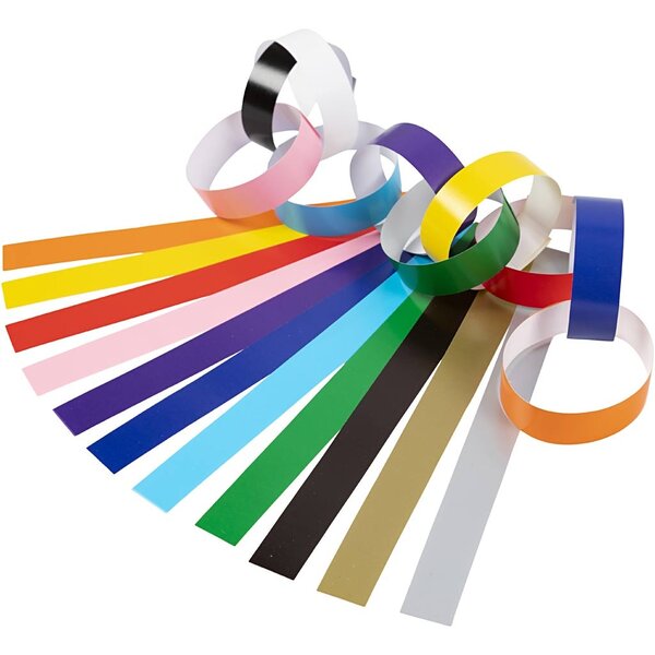 Creativ Company Slinger Stroken, L: 16 cm, B: 15 mm, diverse kleuren, 2400 stuk/ 1 doos