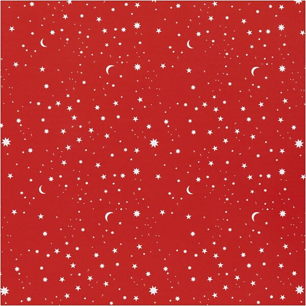 Creativ Company Inpakpapier, Sterren en manen, B: 50 cm, 80 gr, donkerrood, 100 m/ 1 rol
