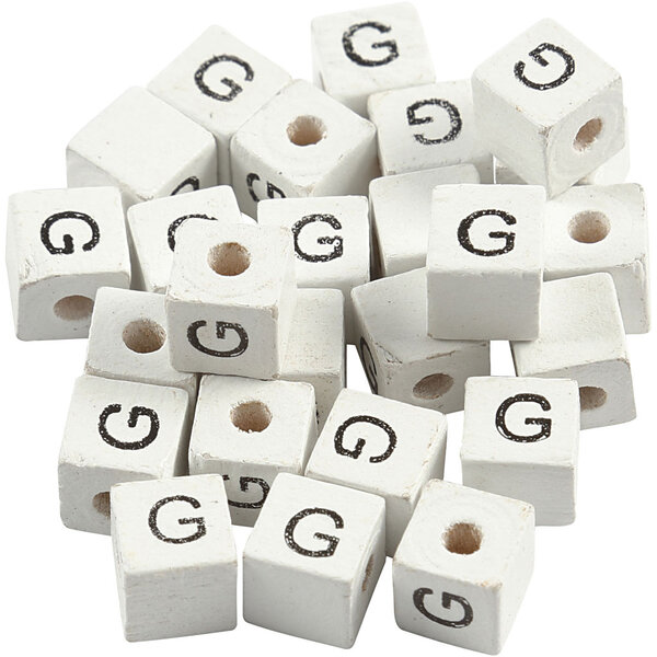 Creativ Company Letterkralen, G, afm 8x8 mm, gatgrootte 3 mm, wit, 25 stuk/ 1 doos