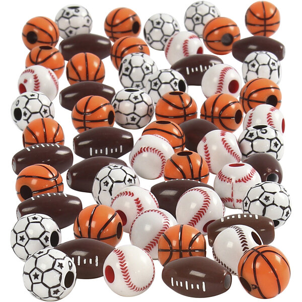 Creativ Company Sport kralen, afm 11-15 mm, gatgrootte 3-4 mm, diverse kleuren, 270 gr/ 1 doos