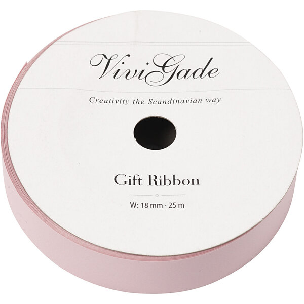 Vivi Gade Cadeaulint, B: 18 mm, matt, lichtrood, 25 m/ 1 rol