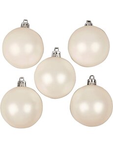 Creativ Company Kerstballen, d 6 cm, wit, parelmoer, 20 stuk/ 1 doos