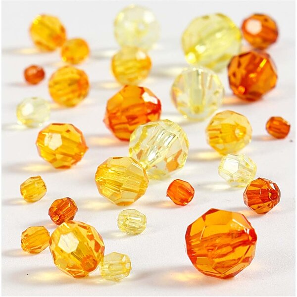 Creativ Company Facet kralen, afm 4-12 mm, gatgrootte 1-2,5 mm, geel, 45 gr/ 1 doos