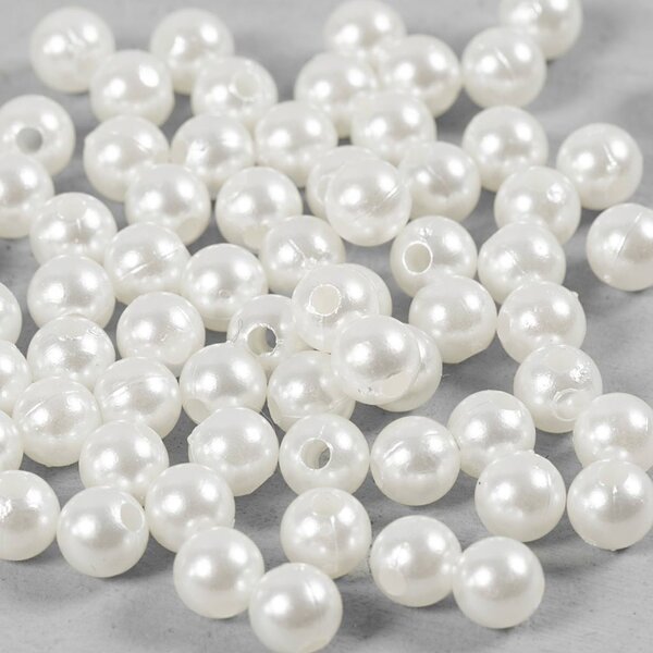 Creativ Company Waskralen, d 6 mm, gatgrootte 1,9 mm, parelmoer, 65 stuk/ 1 doos