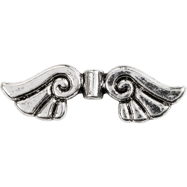 Creativ Company Vleugels, B: 35 mm, gatgrootte 1,5 mm, antiek zilver, 6 stuk/ 1 doos