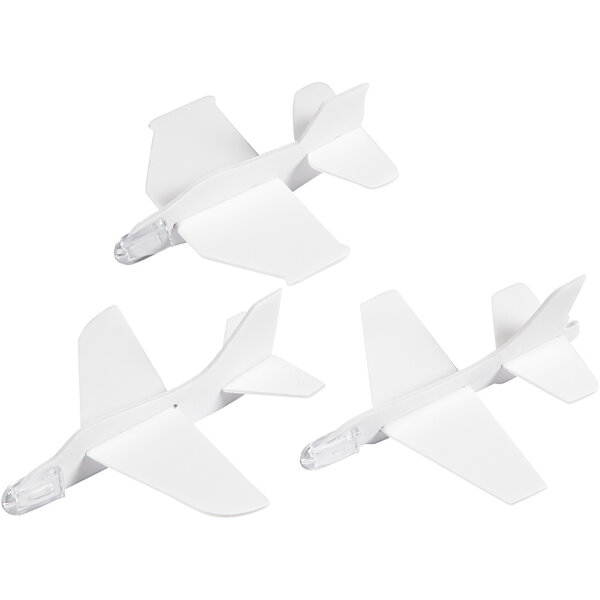 Creativ Company Vliegtuigen, L: 11,5-12,5 cm, B: 11-12 cm, wit, 3 stuk/ 1 doos