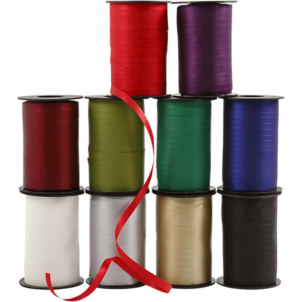 Creativ Company Cadeaulint, B: 10 mm, diverse kleuren, 10x250 m/ 1 doos
