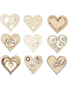 Creativ Company Hout decoratie, love, afm 28 mm, 45 stuk/ 1 doos