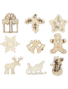 Creativ Company Hout decoratie, kerstmis, afm 28 mm, 45 stuk/ 1 doos