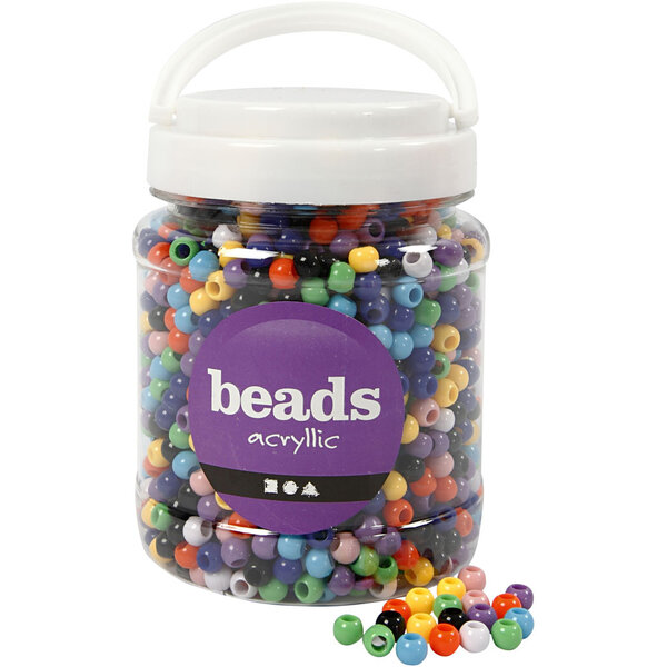 Creativ Company Pony kralen, d 8 mm, gatgrootte 4 mm, diverse kleuren, 415 gr, 700 ml/ 1 Doosje