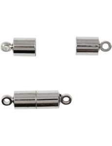 Creativ Company Magneetsluiting met ogen, L: 17 mm, d 5 mm, verzilverd, 2 stuk/ 1 doos