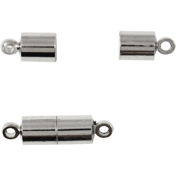 Creativ Company Magneetsluiting met ogen, L: 17 mm, d 5 mm, verzilverd, 2 stuk/ 1 doos
