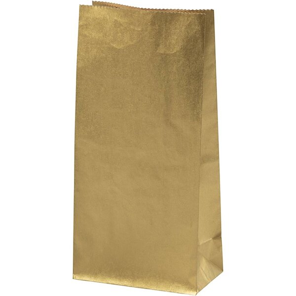 Creativ Company Papieren zakken, H: 22.5 cm, afm 6,5x11 cm, 50 gr, goud, 10 stuk/ 1 doos