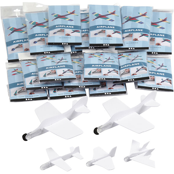 Creativ Company Vliegtuigen, L: 11,5-19 cm, B: 11-17,5 cm, wit, 50 stuk/ 1 doos