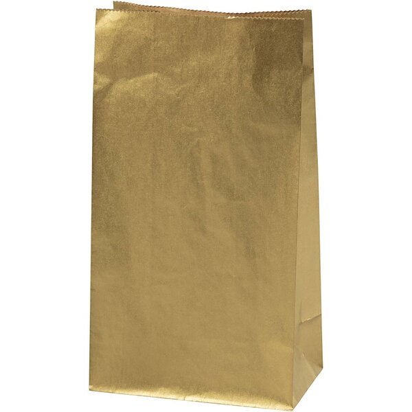 Creativ Company Papieren zakken, H: 27 cm, afm 9x15 cm, 50 gr, goud, 100 stuk/ 1 doos