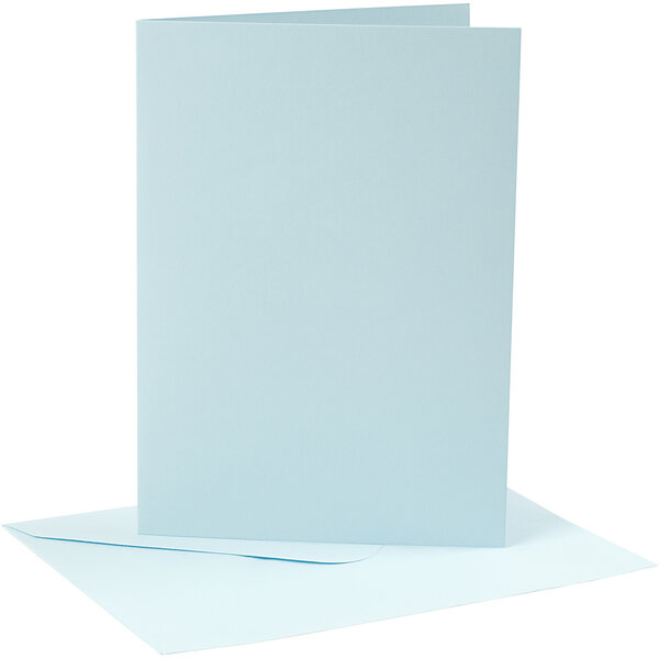 Creativ Company Kaarten en enveloppen, afmeting kaart 12,7x17,8 cm, afmeting envelop 13,3x18,5 cm, 220 gr, lichtblauw, 4 set/ 1 doos