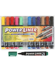 Mungyo Power Liner, lijndikte 1,5-3 mm, diverse kleuren, 12 stuk/ 1 doos