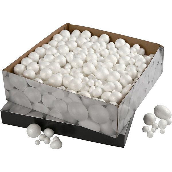 Creativ Company Ballen & Eieren, afm 1,5-6,1 cm, wit, 550 stuk/ 1 doos