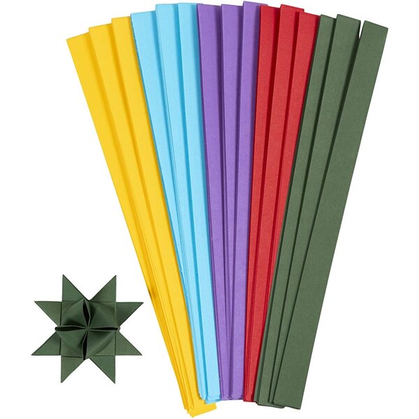 Creativ Company Vlechtstroken, L: 45 cm, d 6,5 cm, B: 15 mm, diverse kleuren, 500 stuk/ 1 doos