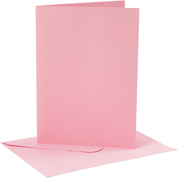 Creativ Company Kaarten en enveloppen, afmeting kaart 12,7x17,8 cm, afmeting envelop 13,3x18,5 cm, 220 gr, roze, 4 set/ 1 doos